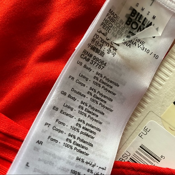 NWT Billabong Sunny Rib Red One Piece Swimsuit - Picture 8 of 14